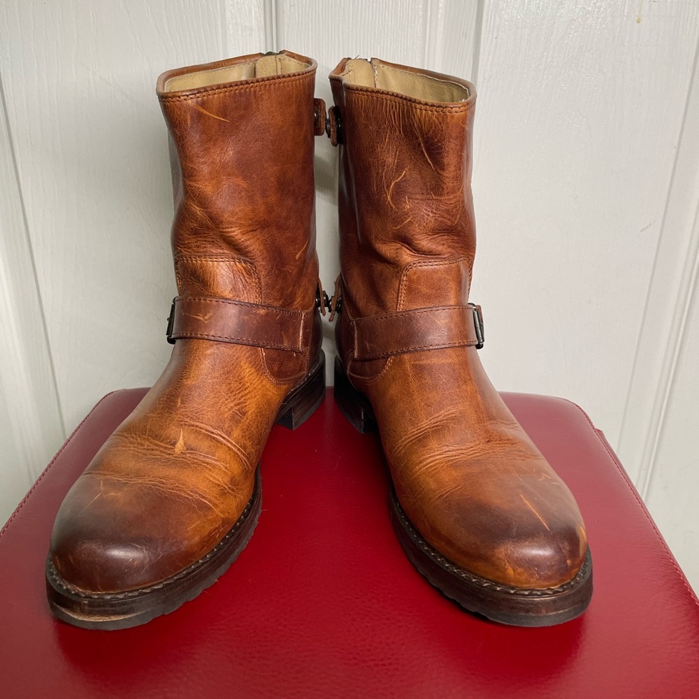 { Frye Moto Boot} Veronica Brown Leather Boots 10